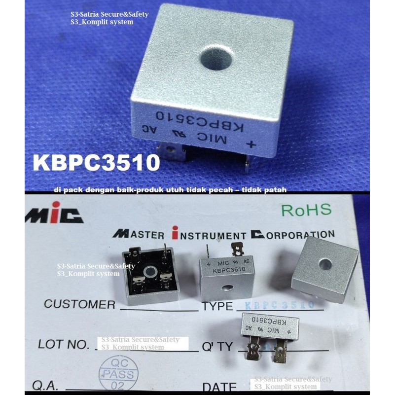 kbpc3510 kotak Segi4  Dioda mic AC KBPC3510 kiprok Brige diode kbpc 3510 Segi 4 KBPC