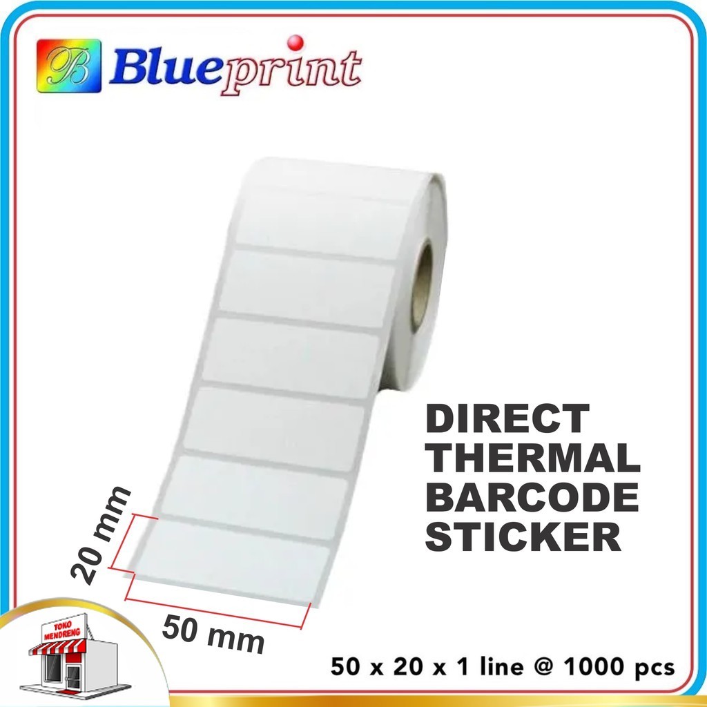 

Direct Thermal Sticker Label 50 x 20 mm 1line Blueprint Stiker Barcode 50x20 DTS