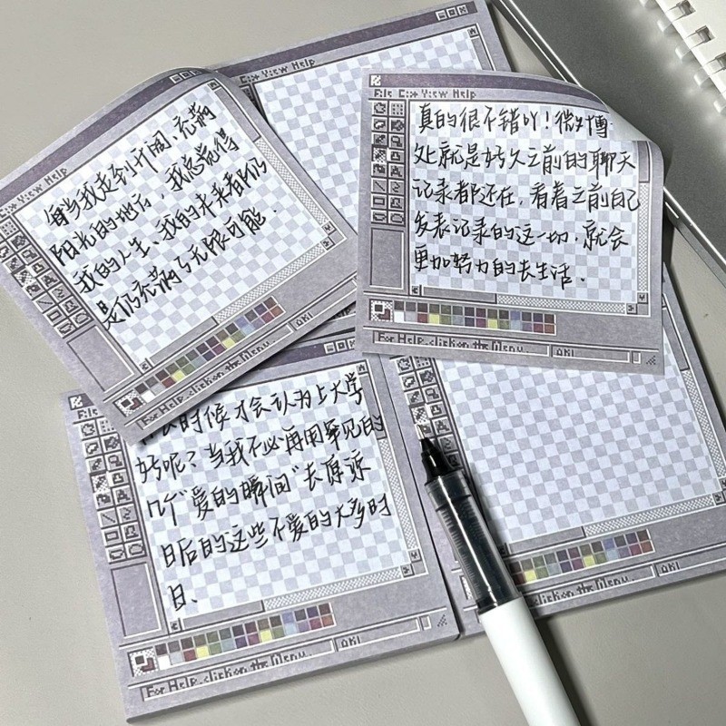 

Retro Computer Drawing Board Shape Sticky Memo Pad Aesthetic Square NotePad Memo Pad Paper for Students Office Decor