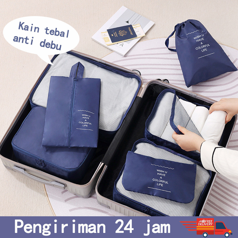 7in1 Tas Storage Bag Set Travel Storage Bagasi Berkapasitas Besar Dan Tas Organizer Pakaian For Bett