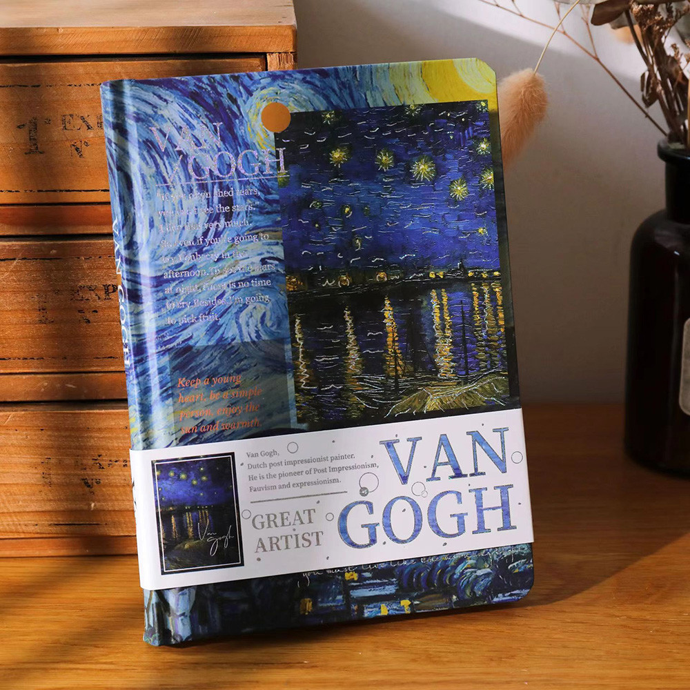 

Van Gogh / Monet Oil Painting Series Notebook Color Page Illustration Hardcover Beautiful Diary Student Notepad