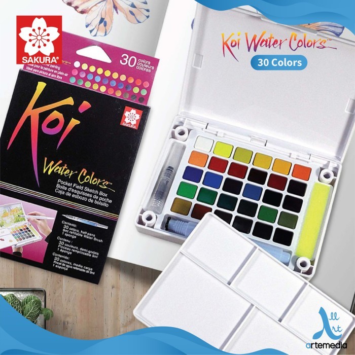 

promo -Cat Air Sakura Koi tercolor 30 Pocket Field Sketch Box