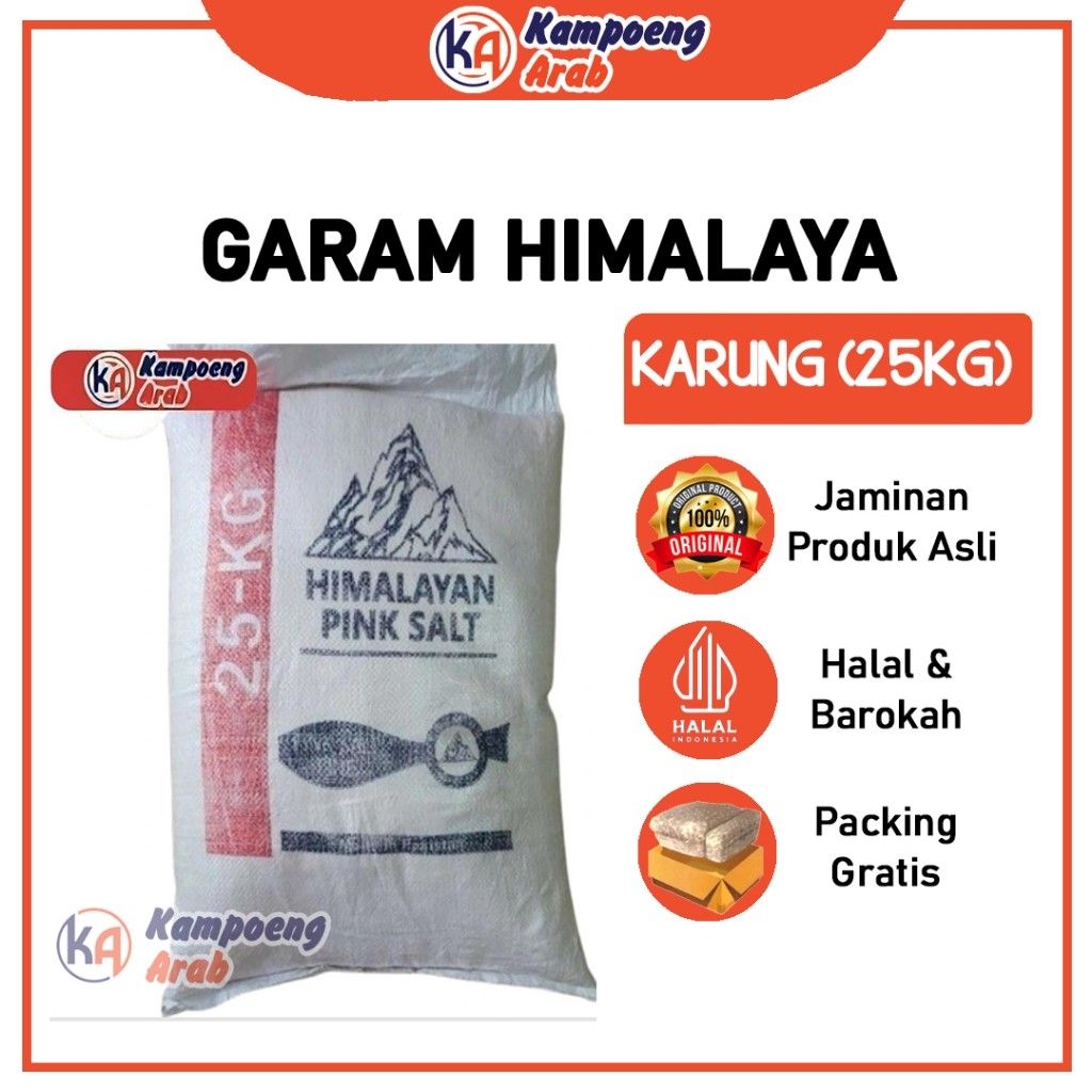 

GARAM HIMALAYA 25KG Kemasan Sak Karung Premium Pink Istimewa Organik Natural Halus Untuk Garam Dapur Kaya Akan Mineral
