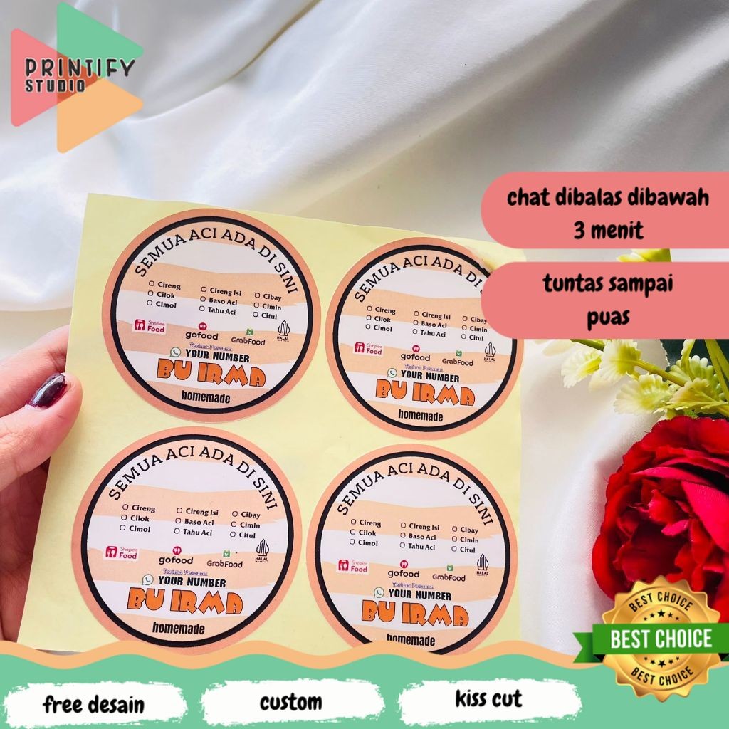 

Printify 2-4 Cetak Stiker Label Kemasan Cireng Cilok Cibay Sticker Bulat Free Desain Custom Brand
