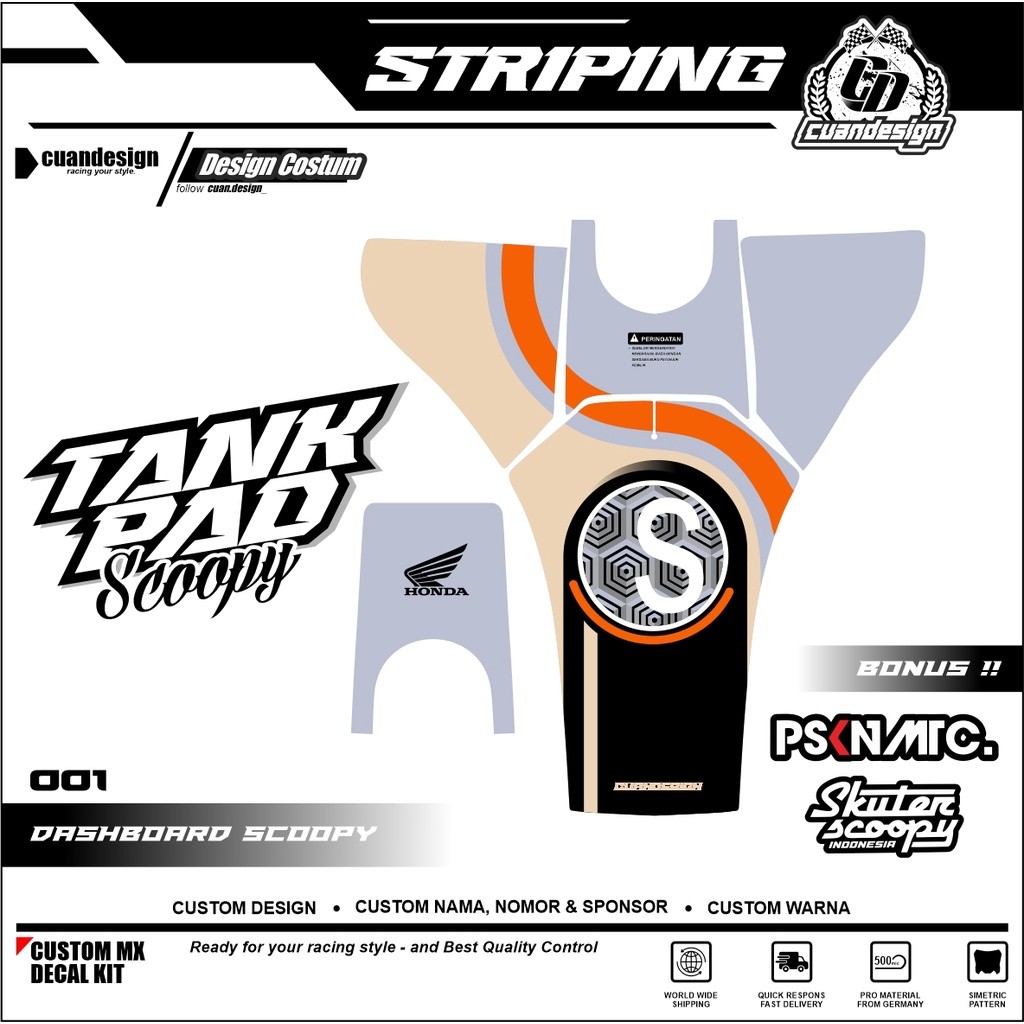 STIKER STRIPING PELINDUNG DASHBOARD / THANKPAD / DECKPAD MOTOR SCOOPY STICKER SCOOPY 2020 2021 2022