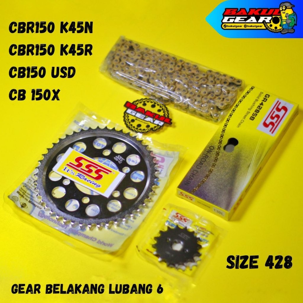 PROMO!! Gear set SSS CBR 150R CB 150R 6 LUBANG CBR150R CB150R CB 150 CBR 150R K45N K45R 2021 LUBANG 