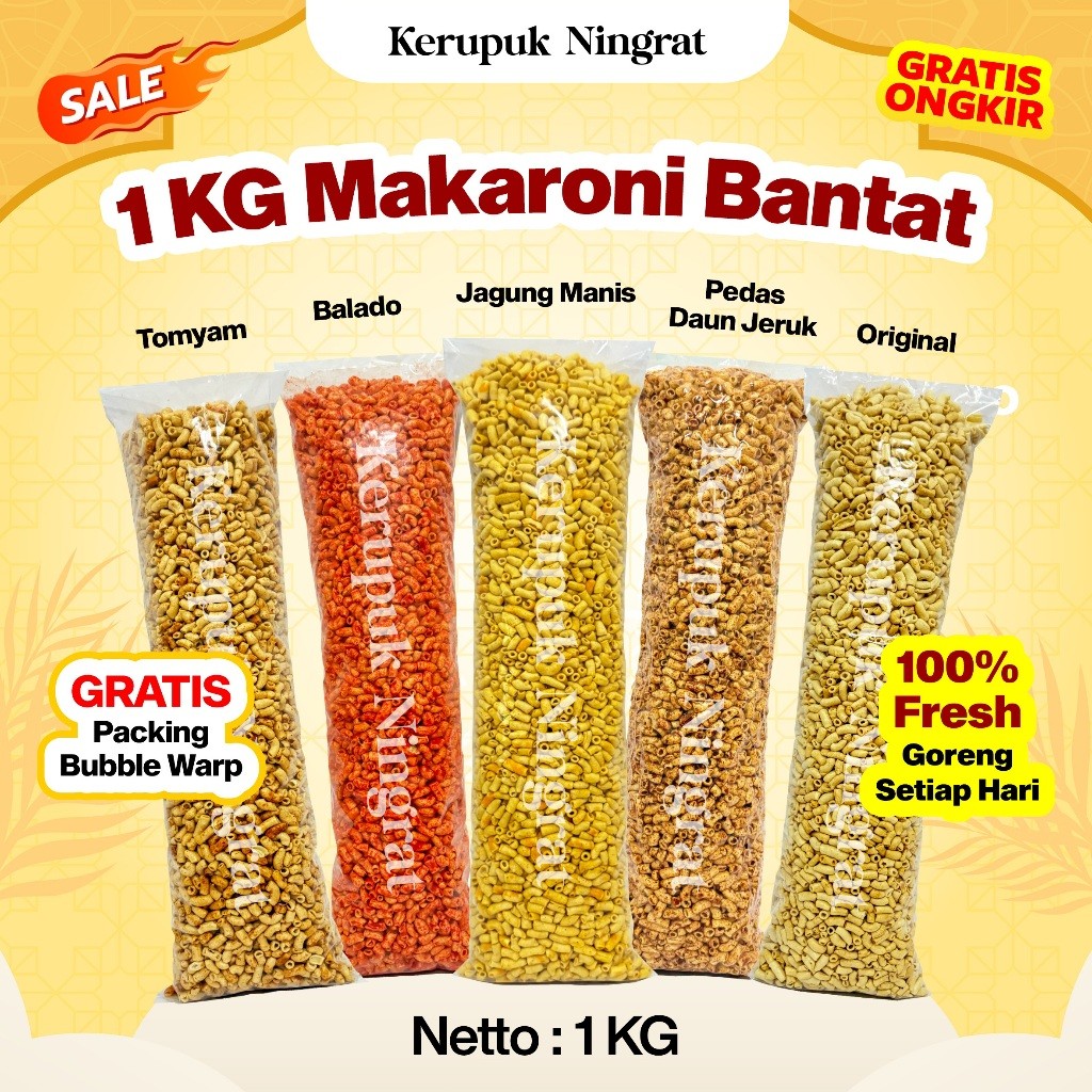 

1 BALL MAKARONI BANTAT 5 VARIAN RASA PEDAS DAUN JERUK, BUMBU RUJAK, ORIGINAL, BALADO, JAGUNG MANIS