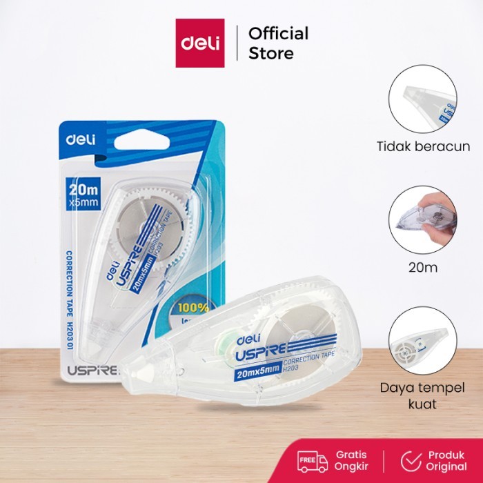 

Correction Tape Deli EH20301 - Tip X Transparan Penutup Praktis 5mm x 20m Putih