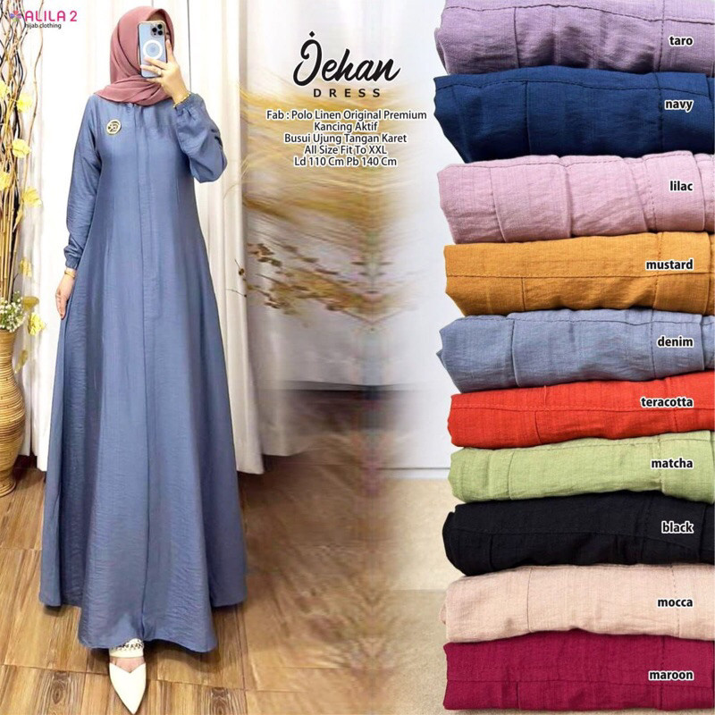 JEHAN DRESS BY ALILA2 | GAMIS BAHAN POLO LINEN & BUSUI FRIENDLY