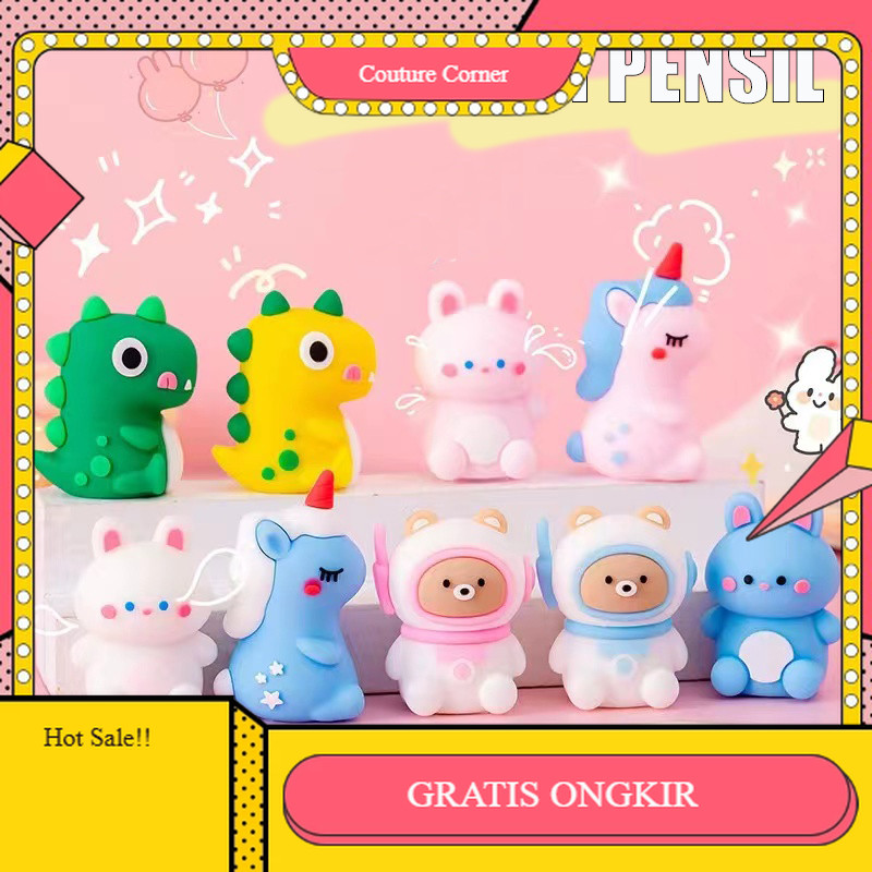 

【CORNER1】 SALE!! Serutan Pensil Motif Kartun Rautan Pensil Lucu Free Penghapus