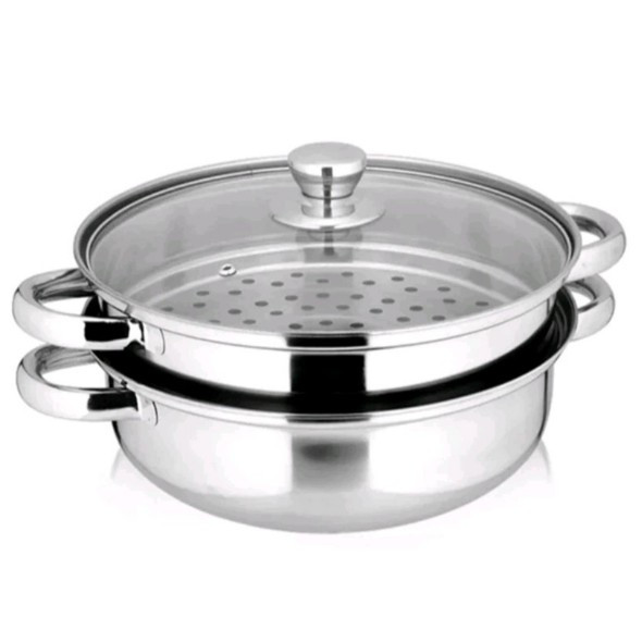 

(BUBBLEWRAP) STEAM POT PANCI SIOMAY KUKUS STAINLESS 2 SUSUN 28CM SERBAGUNA _ HW