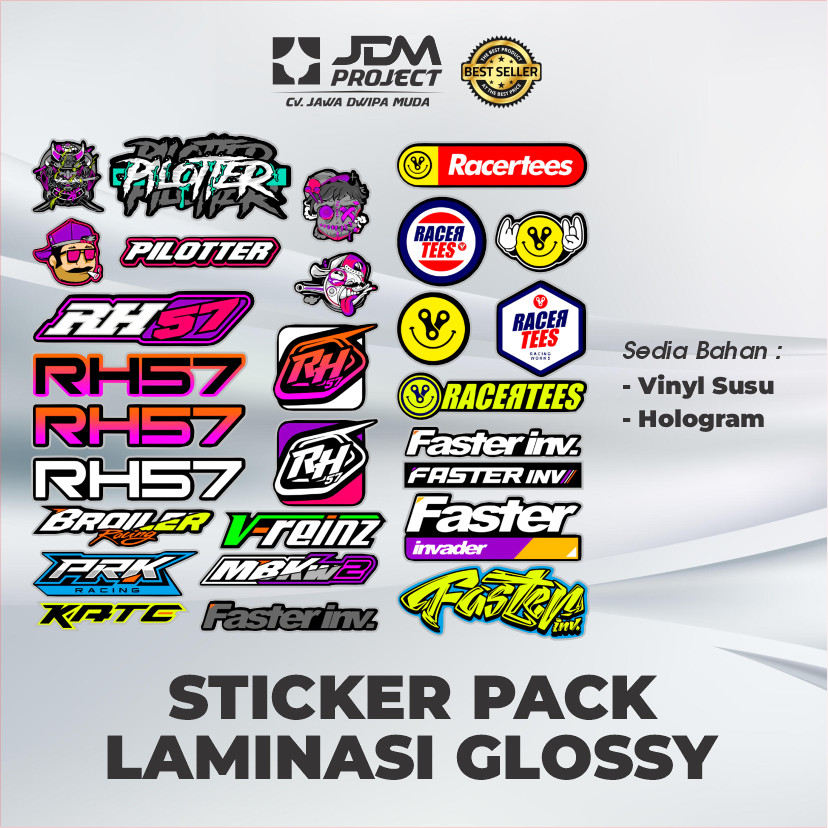 

JDM Project - 28 Lembar Sticker Pack Logo Brand Racing Isi 28 pcs Bahan Hologram Vinyl Sudah Cutting Siap Tempel