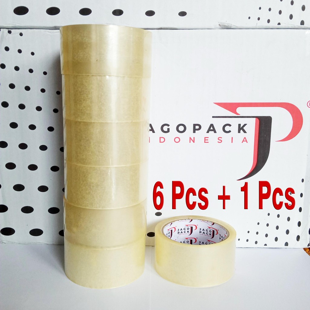 

RPOMO 7 PCS [ 6+1 ] - Lakban Bening Ekonomis 45 x 90 yard - Lakban Packing - Jago Pack Indonesia