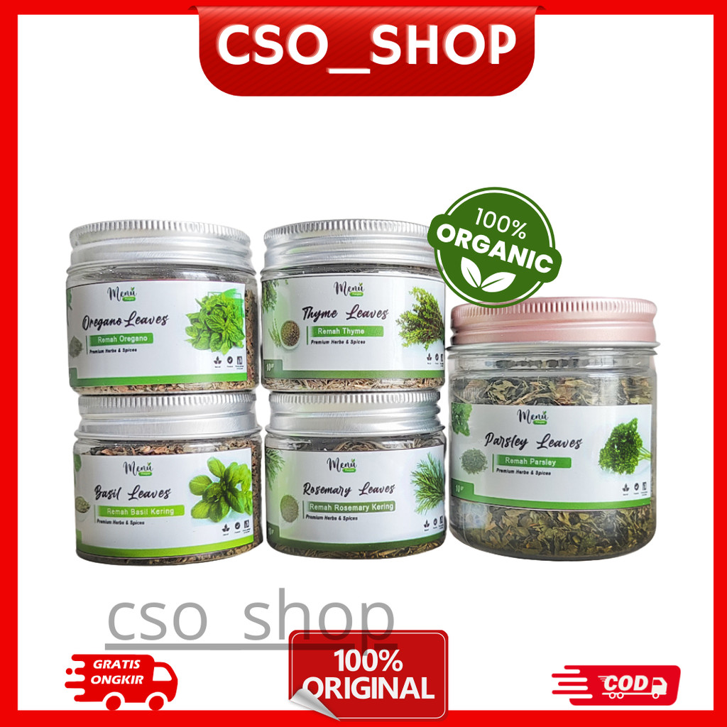 

Rempah Western Kering Dried Flakes Aromatic - Oregano, Parsley, Rosemary, Basil, & Thyme untuk Masakan Lezat