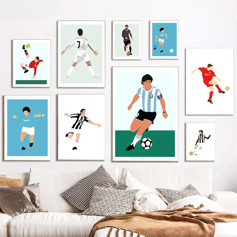 Wall Art World Soccer All-Star Game Football Lover Pictures For Living Room Boys Decor