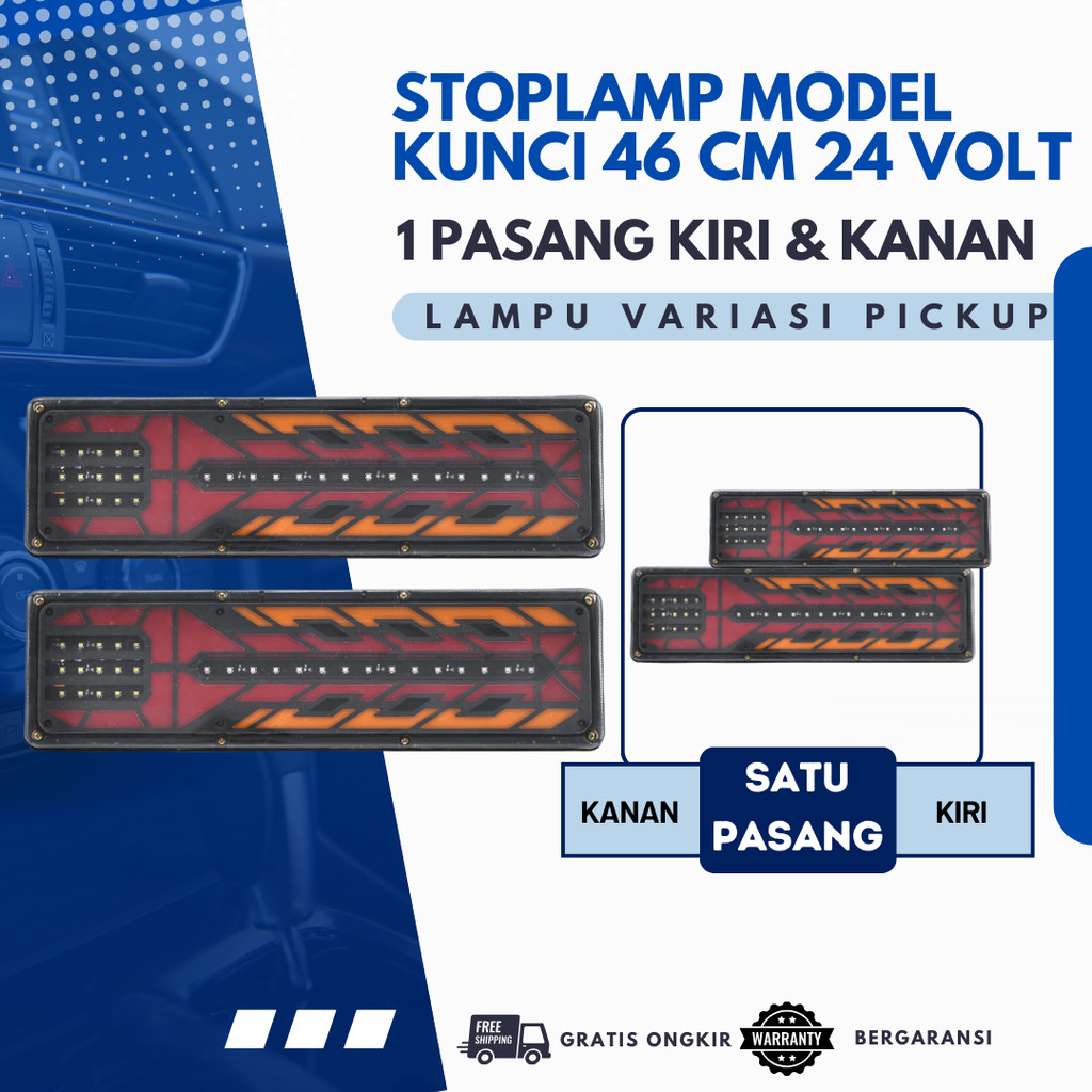 Stoplamp Truk Variasi 24 Volt Model Kunci LED 1 Set Lampu Stop Rem Belakang Kiri & Kanan untuk Mobil
