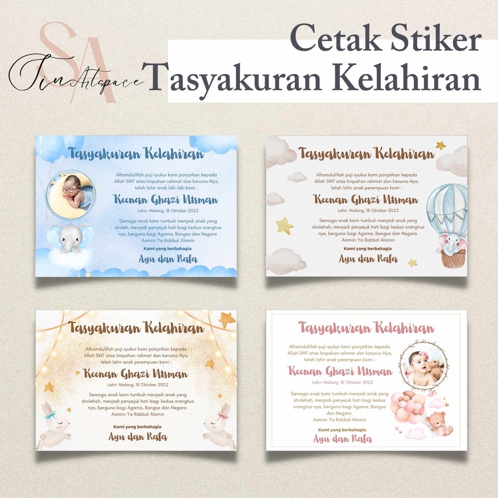 

Cetak Stiker/Kartu Tasyakuran Kelahiran