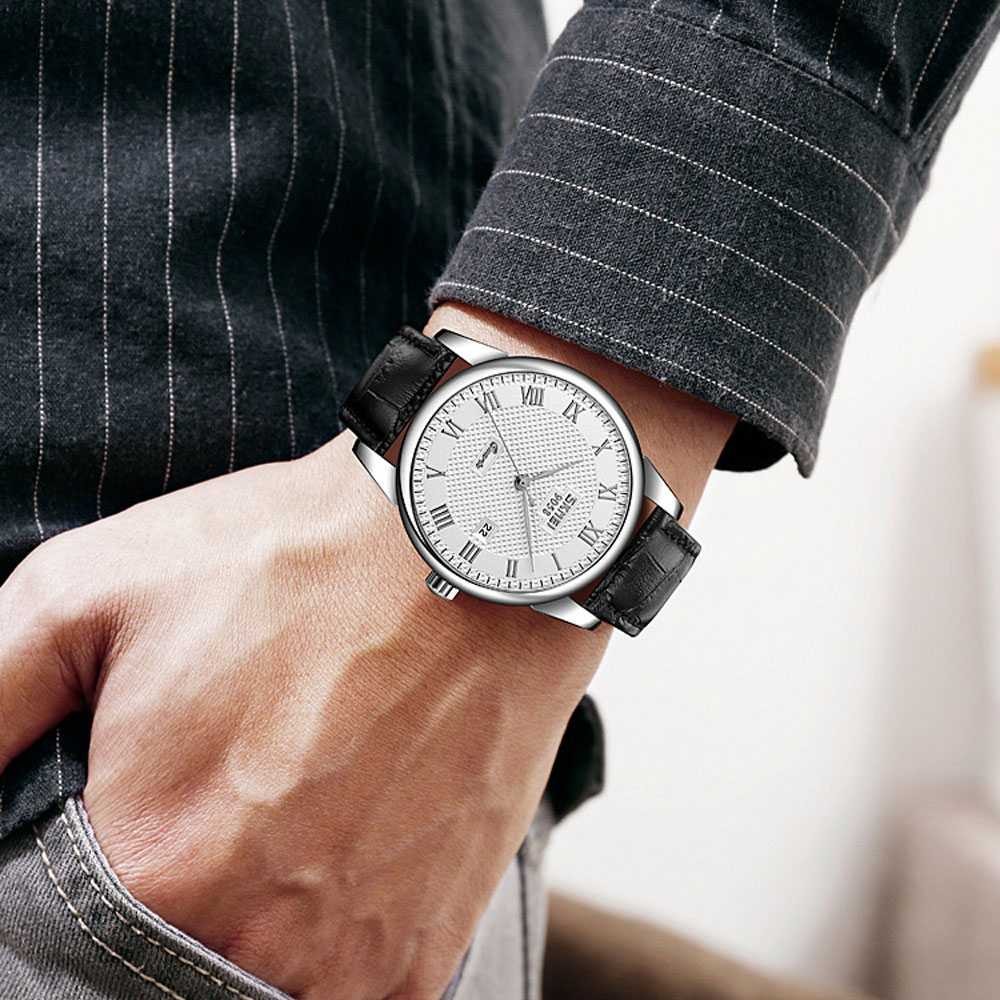 COD SKMEI Jam Tangan Analog Pria Wanita Bahan Kulit Anti Air Model Korea Kekinian Elegan Warna Hitam