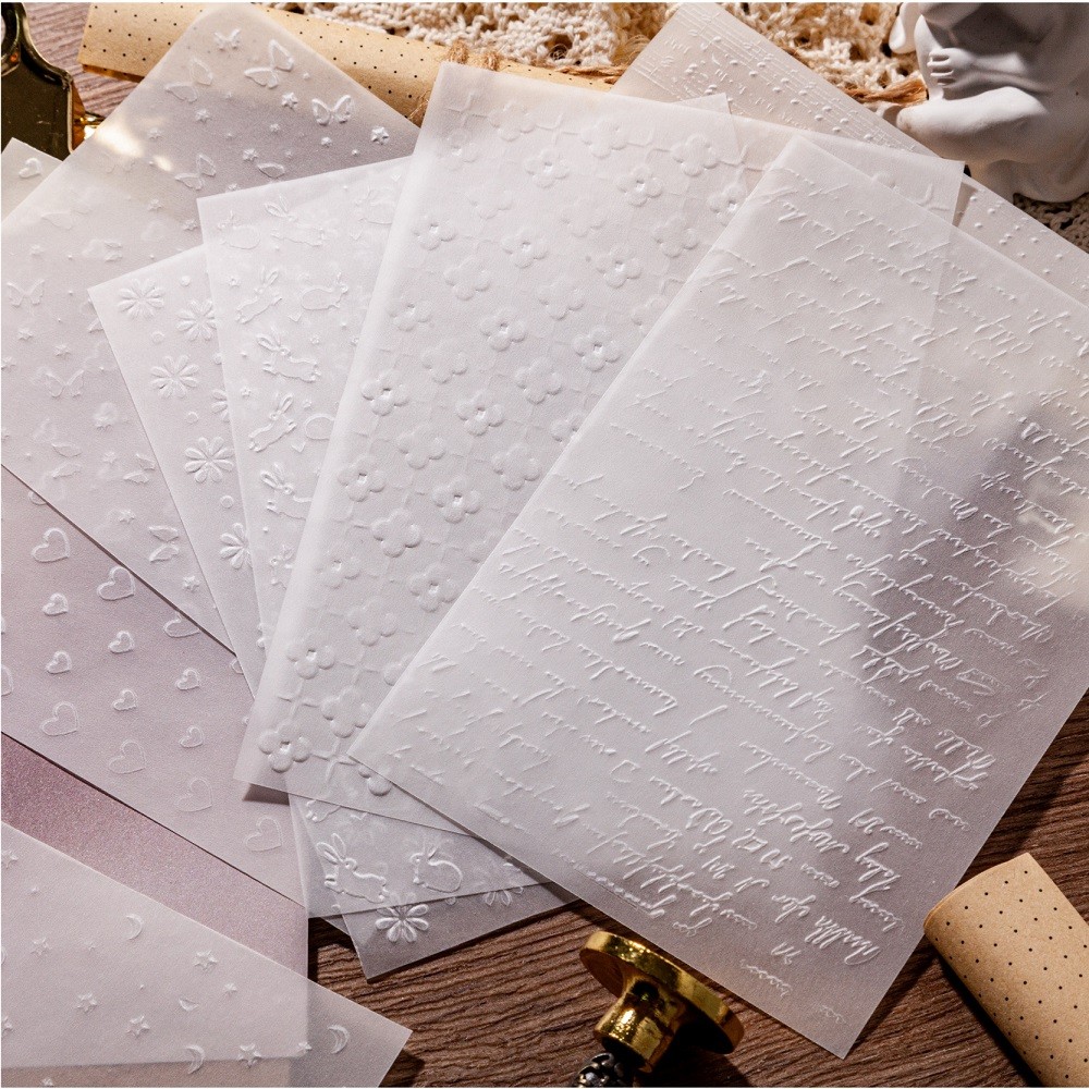 

10 Sheets Scrapbook Paper Embossing Translucent Vellum Paper Craft Scrapbooking Supplies Junk Journal Journaling DIY Materials