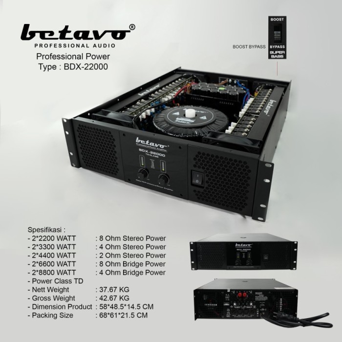Power Betavo 2 CHANNEL PROFESIONAL BDX-22000 ORIGINAL GARANSI RESMI 1 TAHUN