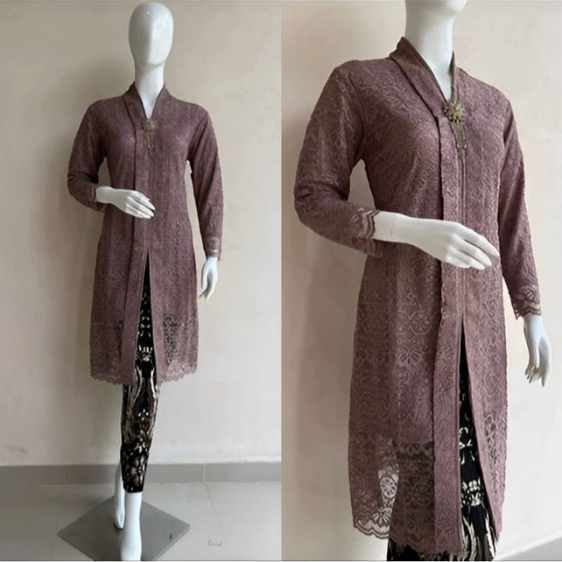 Atasan Kebaya Jumbo Ld 120 XXXL Baju Kondangan Floy Tunik Panjang Mix Rok Plisket Batik Panjang Dewa
