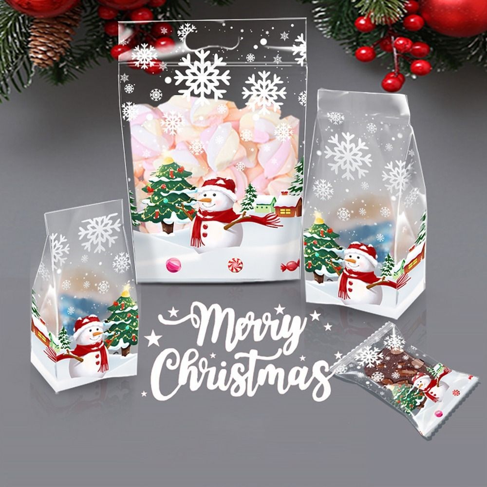

50Pcs Christmas Candy Bag Snowflake Crunchy Candy Cookies Biscuit Bag Party Gift Packaging Party Supplies