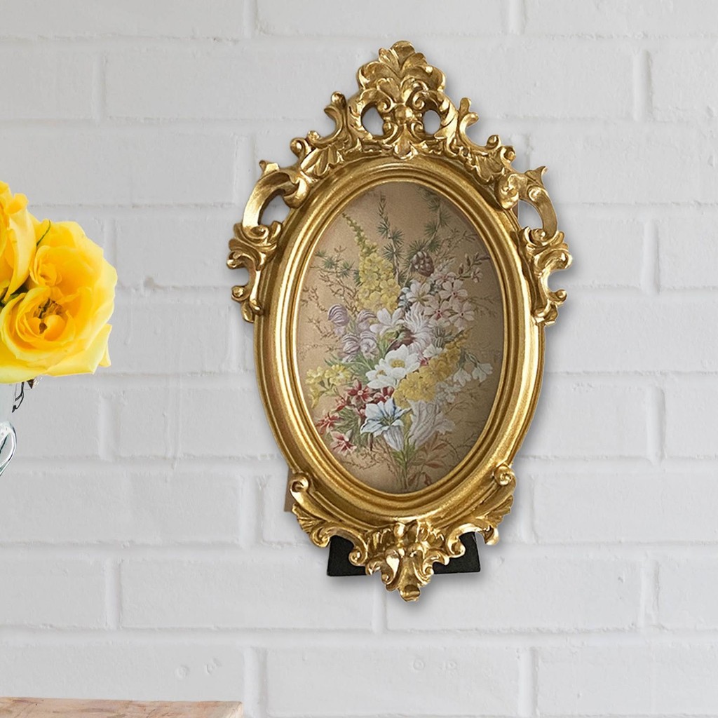 

Retro Style Photo Frame Embossed Ornament Tabletop Wall Hanging Resin Picture Frame Display Holder for Living Room Hallway Home