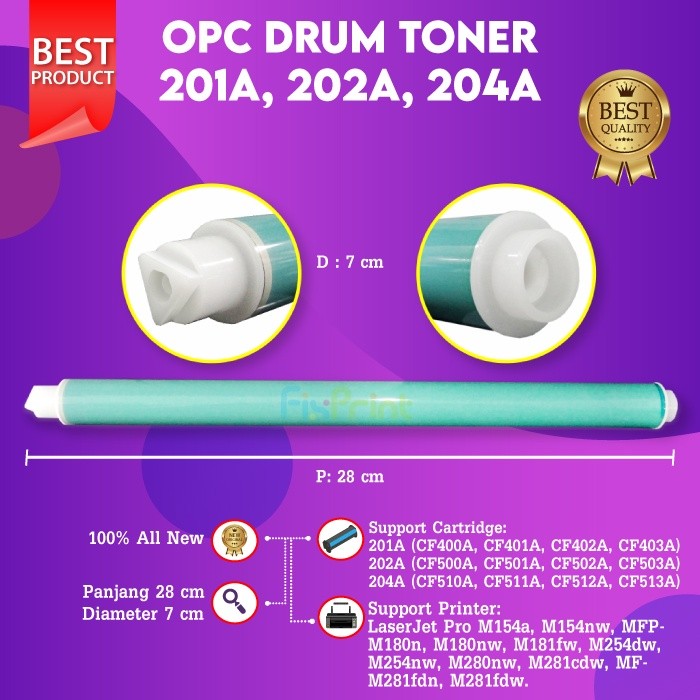 FixPrint OPC Drum Toner Cartridge CF510A CF511A CF512A CF513A 204A, CF400A CF401A CF402A CF403A 201A