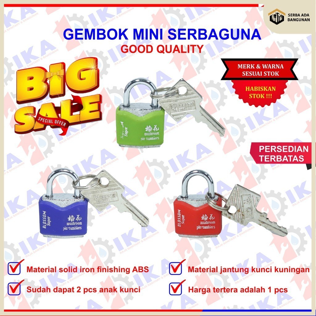 Blossom gembok koper mini kecil / Gembok Baja Blossom ABS Serbaguna Untuk Koper/ Kunci Gembok Kecil