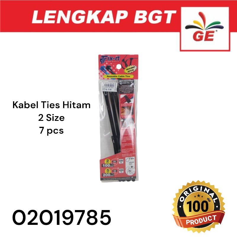 

Reusable Cable Ties Kabel Ties 2 Ukuran 7pcs Hitam - 02019785