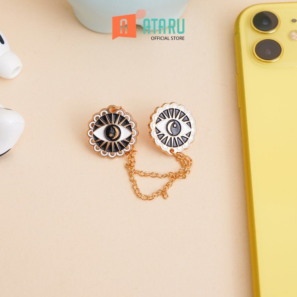Ataru Pin Enamel Chain Eyes - Hitam Bros Pin Lucu Aksesoris Hiasan Baju Tas Topi Brooch Accessories