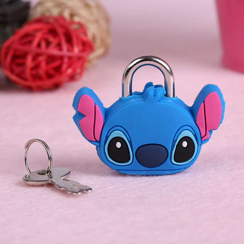 

Disney Stitch Cartoon PVC Doll Lock Metal Mini Padlock Creative Cute Safety Anti-Theft Luggage Lock Children's Gift