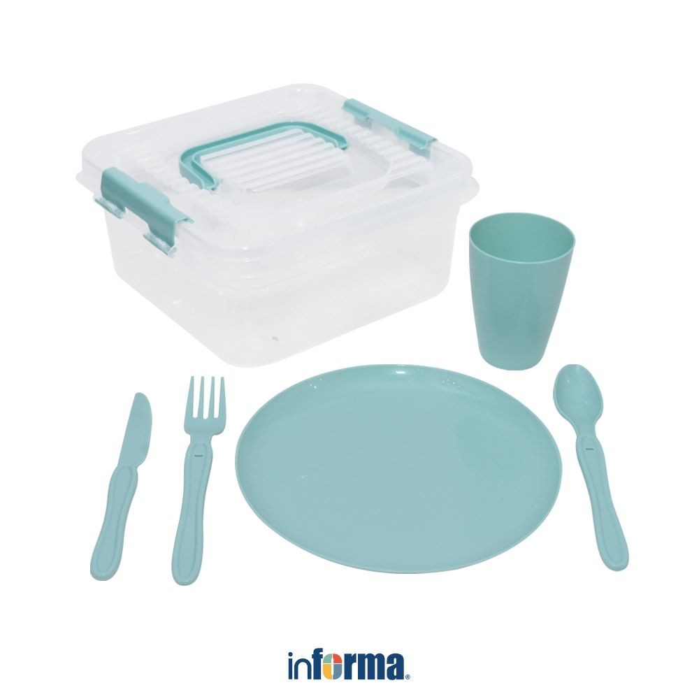 Informa Appetite Set 30 pcs My Box Picnic Perlengkapan Makan - Hijau Picnic Set Plate Aesthetic Eati