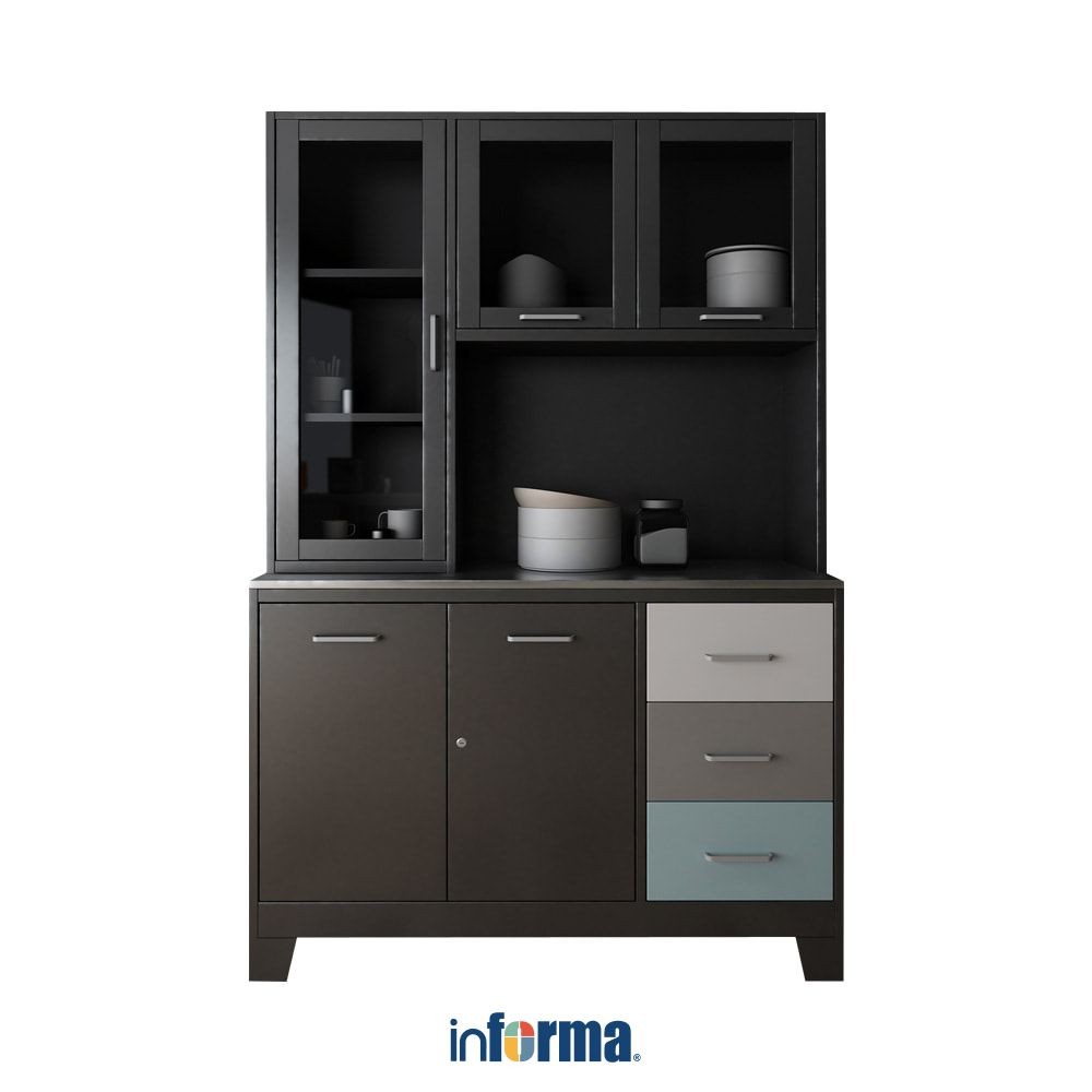 Informa Sky Set Kabinet Dapur Metal - Hitam Kitchen Cabinet Lemari Kabinet Serbaguna Furniture Indoo