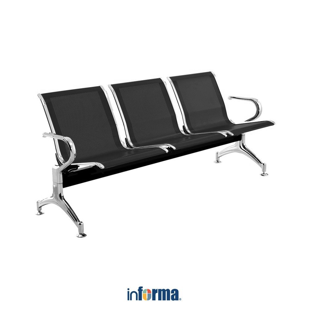 Informa Y-Series Kursi Tunggu 3 Seater - Hitam Waiting Room Chair Bangku Tunggu Tamu Kursi Lobby Ter