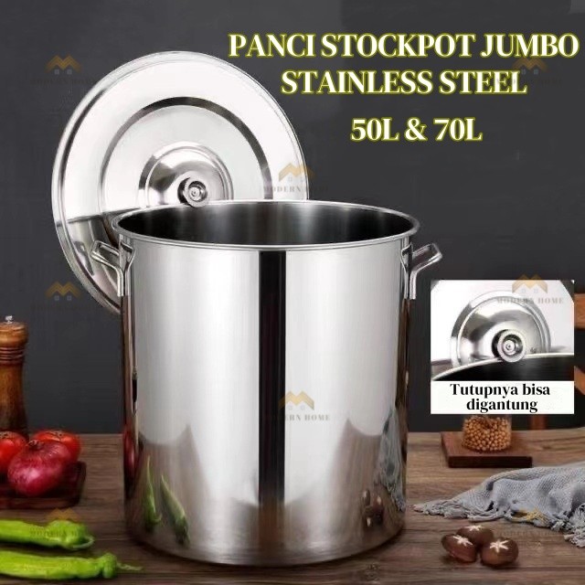 Panci Presto dan Tutup Panci Catering Panci Jumboo Dandang Pot Stainless Steel Peralatan Masak Multi