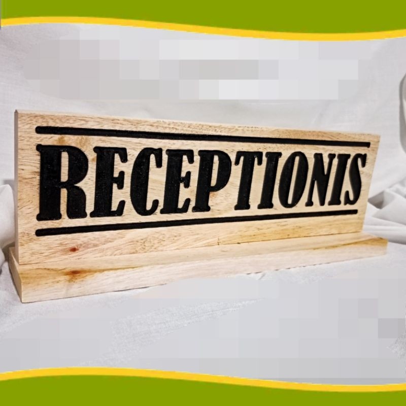 

Terlaris Sign Board papan nama meja Resepsionis Bahaa Kayu Ukir Cantik