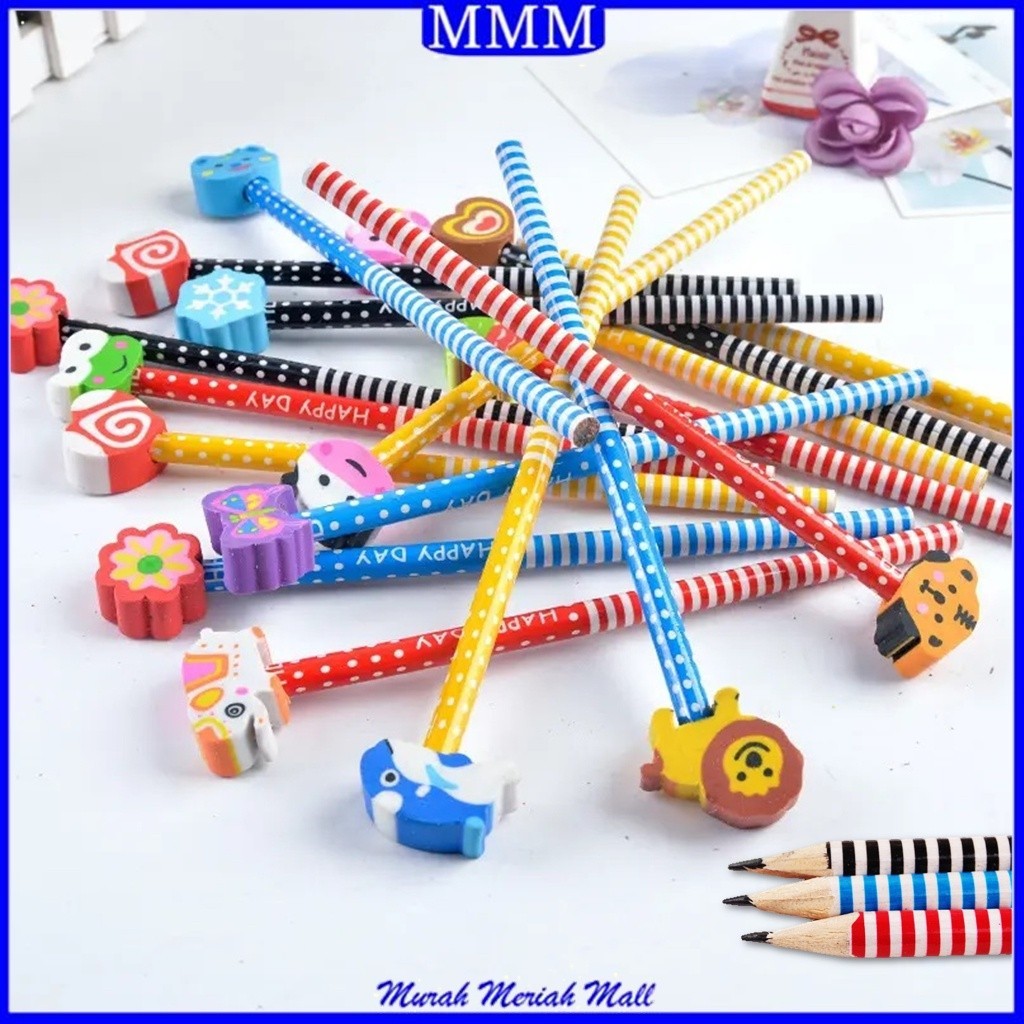 

MMM Pensil Karakter Kartun Lucu Motif Polkadot Garis Pensil Karakter Penghapus Pensil Lucu Ada Penghapus 3D Pensil Fancy Unik Pensil Warna-Warni Untuk Souvenir Alat Tulis Sekolah TK SD Cartoon Pencil With Eraser