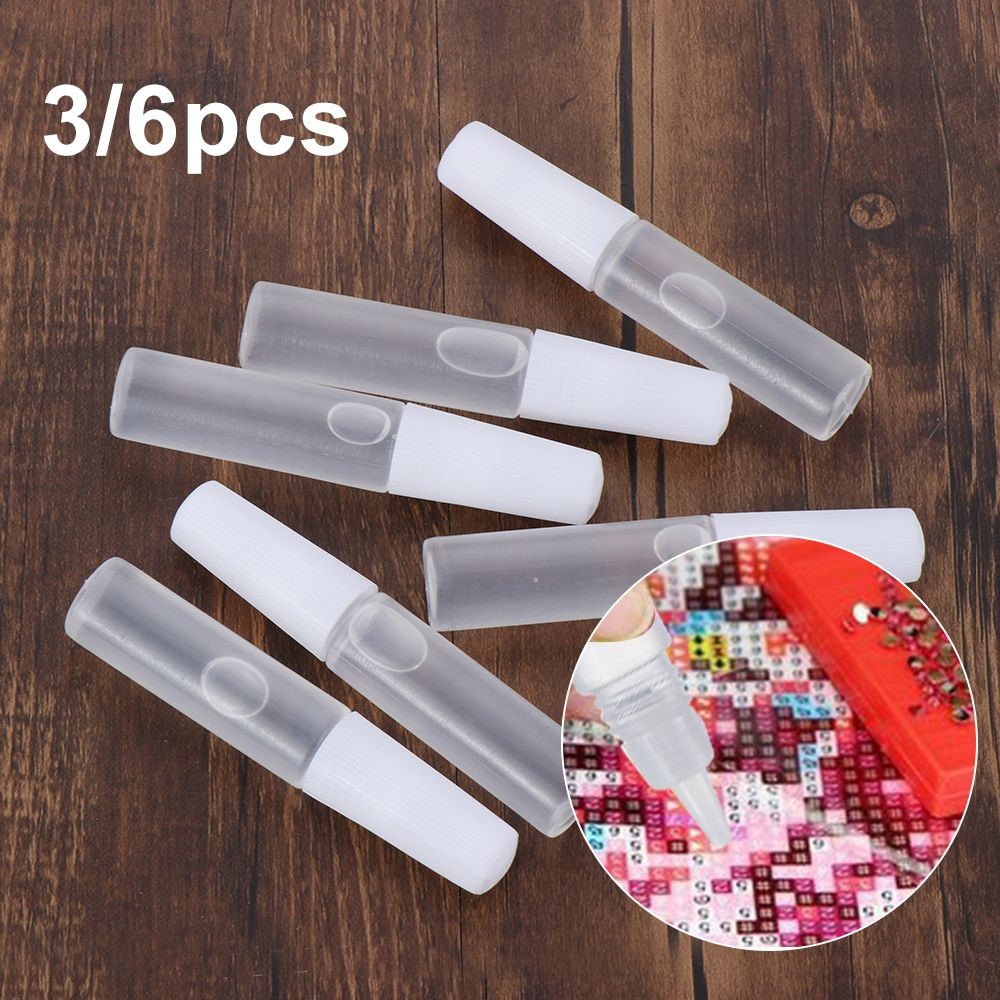 

3/6Pcs Diamond Painting Glue Non-toxic 6ml Bottled Diamond Embroidery Glue Cross Stitch Glue for Artwork Craftwork Painting