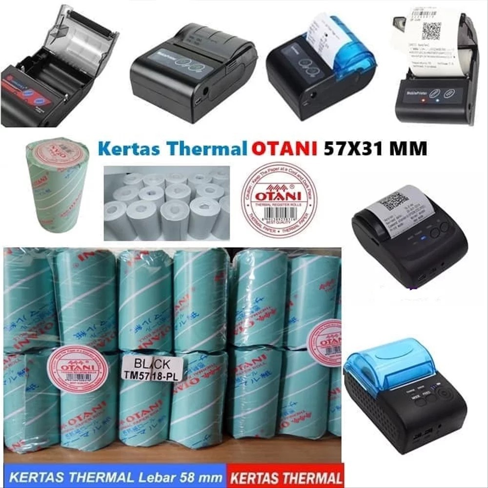 

1 Box 100 ROLLS Otani 57x31 Kertas Thermal Struk Kasir - Hitam