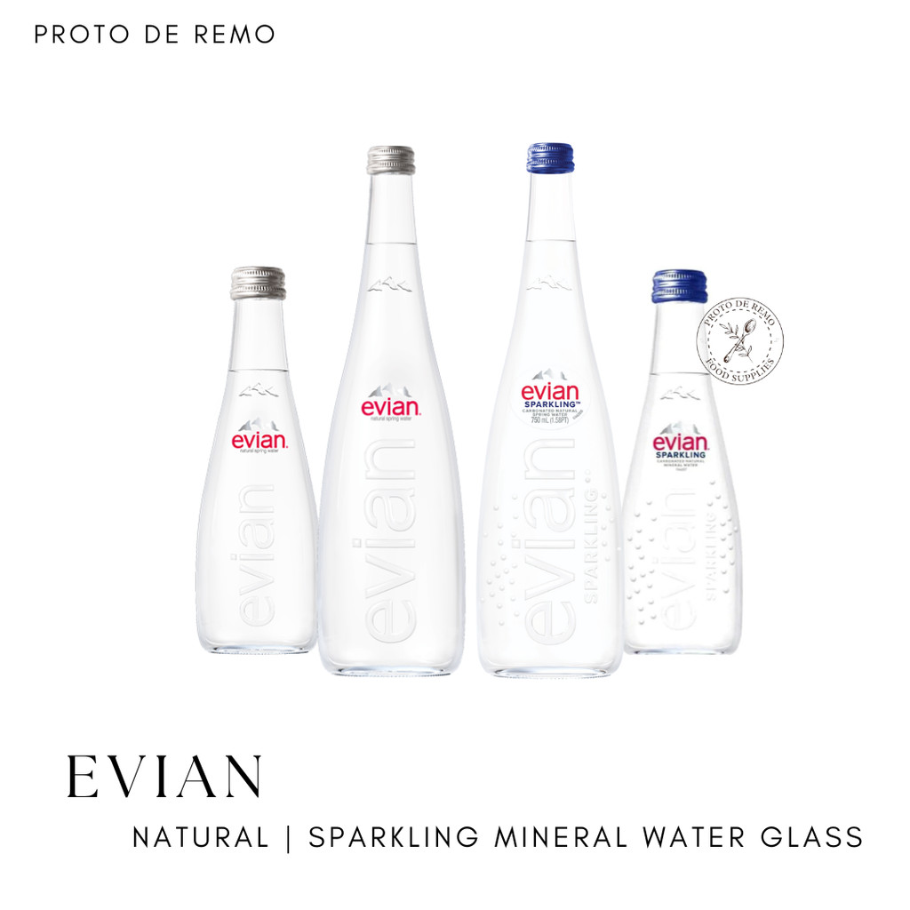 Evian Natural Mineral | Sparkling Water Glass - 330ML | 750ML