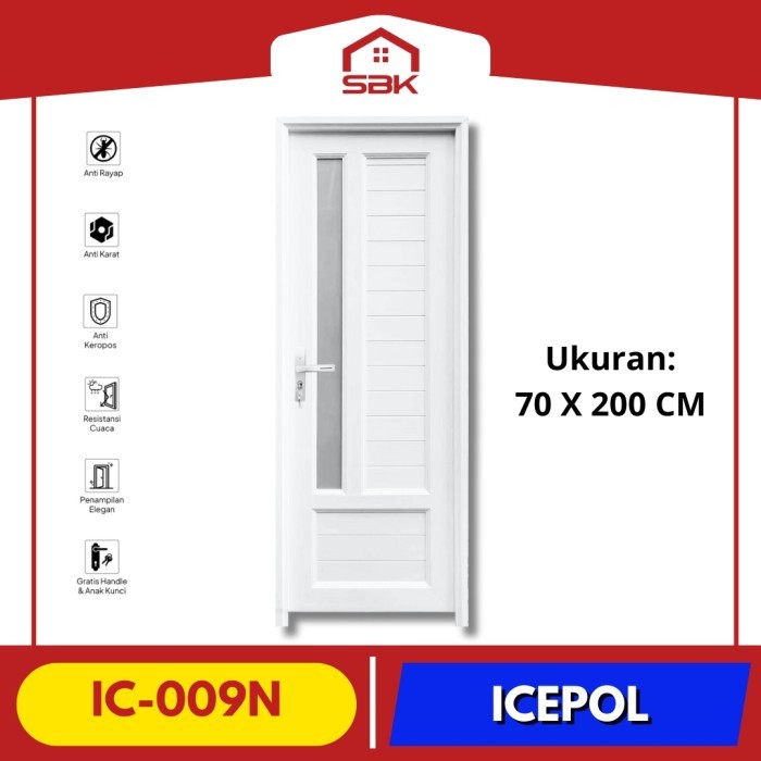 Pintu Kamar Mandi | Pintu UPVC 70x200 IC-009N Icepol