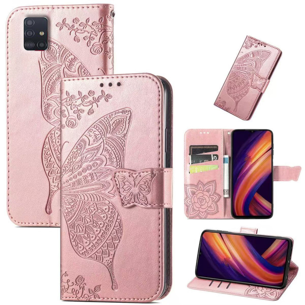 Butterfly Casing For Samsung Galaxy A51 4G Leather Case Casing dompet Flip Motif Bunga matahari  PU 