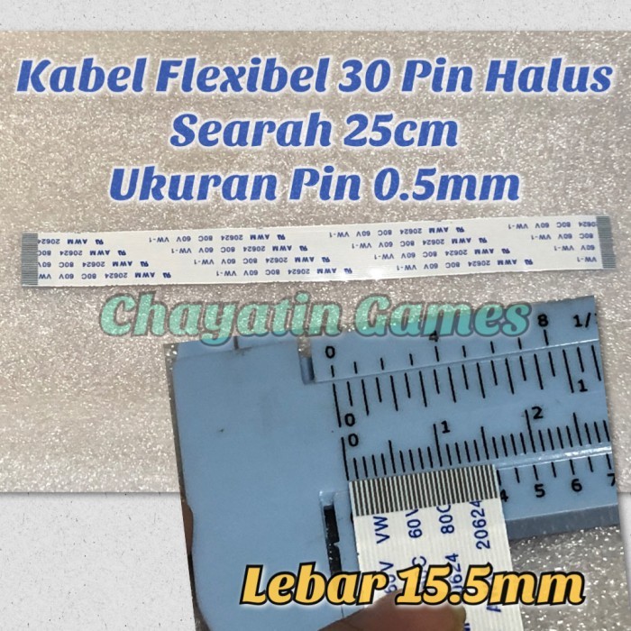 Kabel Flexibel 30 Pin Halus Searah Panjang 25cm - Ukuran Pin 0.5mm
