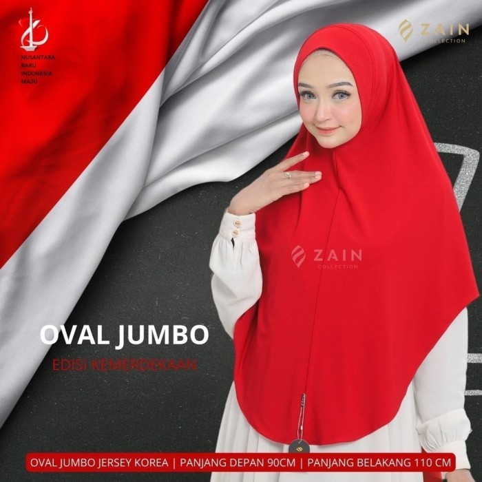 Hijab Merah Putih Oval Jumbo EDISI KEMERDEKAAN Jilbab Merah Putih 17 Agustusan Jilbab Syari Bahan Je