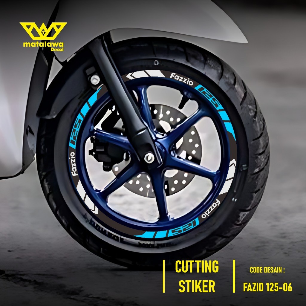 CUTTING STIKER VELG YAMAHA FAZZIO STICKER LIS PELK MOTOR RING 12 FAZIO SET DEPAN BELAKANG 06