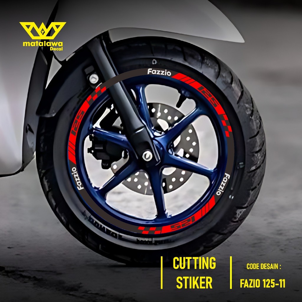CUTTING STIKER VELG YAMAHA FAZZIO STICKER LIS PELK MOTOR RING 12 FAZIO SET DEPAN BELAKANG 11
