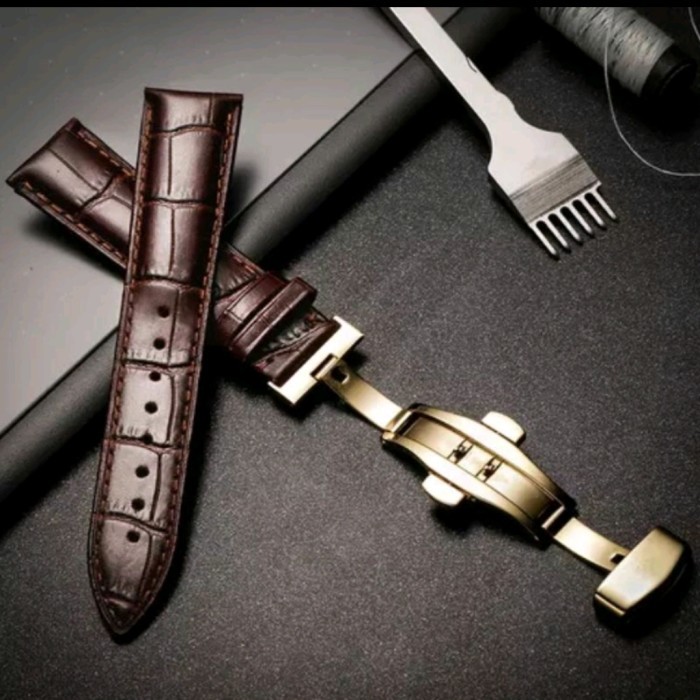 Strap Tali Jam Tangan Seiko Pria Wanita Asli Kulit ukuran 18 20 22 - Hitam