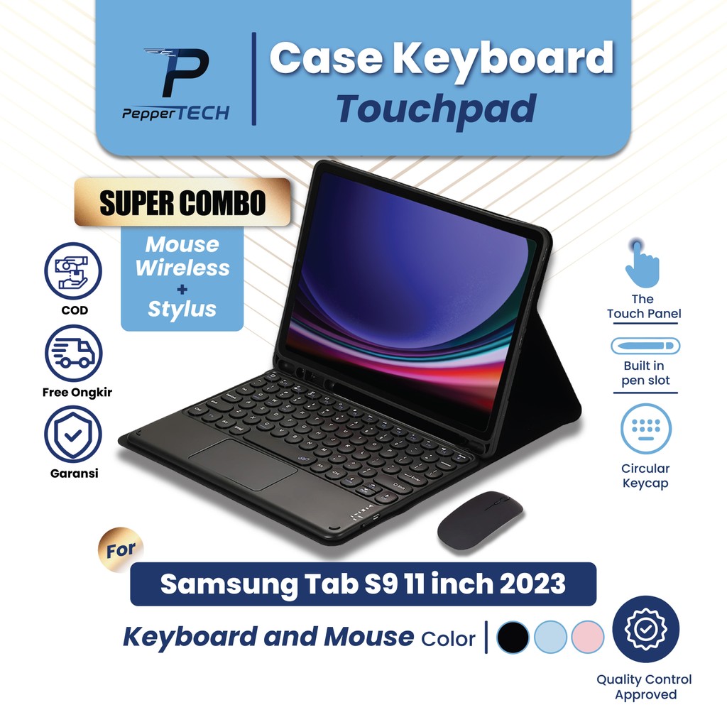 PEPPERTECH - Case Keyboard Touchpad for Samsung Galaxy Tab S9 11 Inch 2023 SM X710 X716 WiFi 5G LTE 