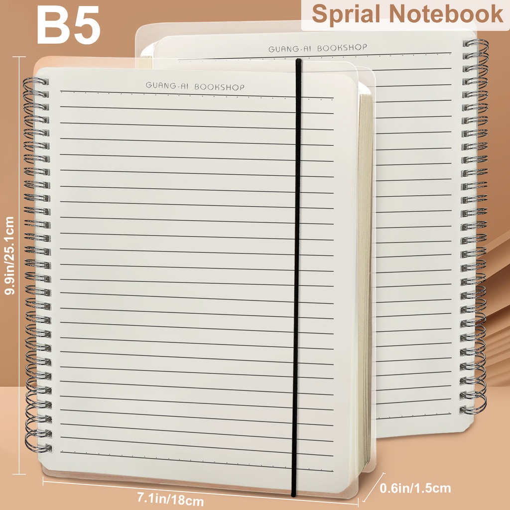 

College Transparent Hardcover Spiral Notebooks，140 pages (70 sheets) Horizontal Line Inset for Travel, School and Home